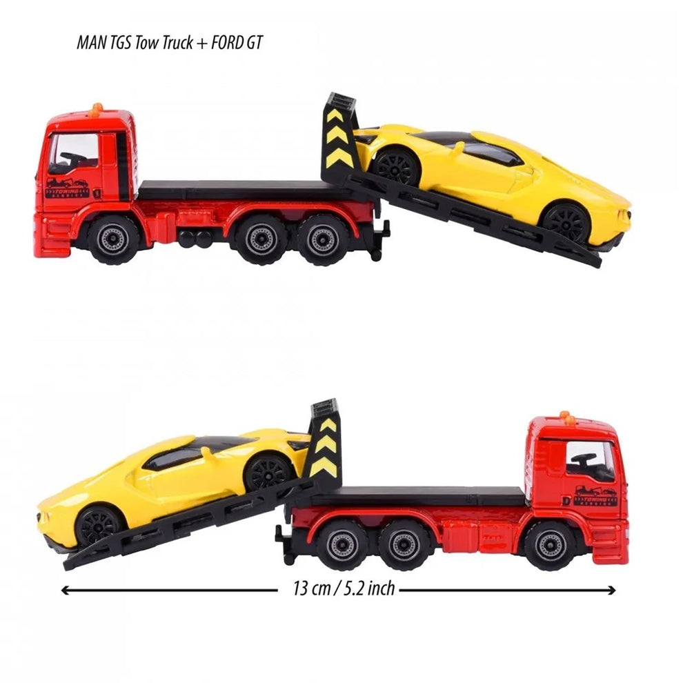 Majorette Diecast Trailer – MAN TGS Truck with Ford GT Diecast Car Model for 3+ Years
