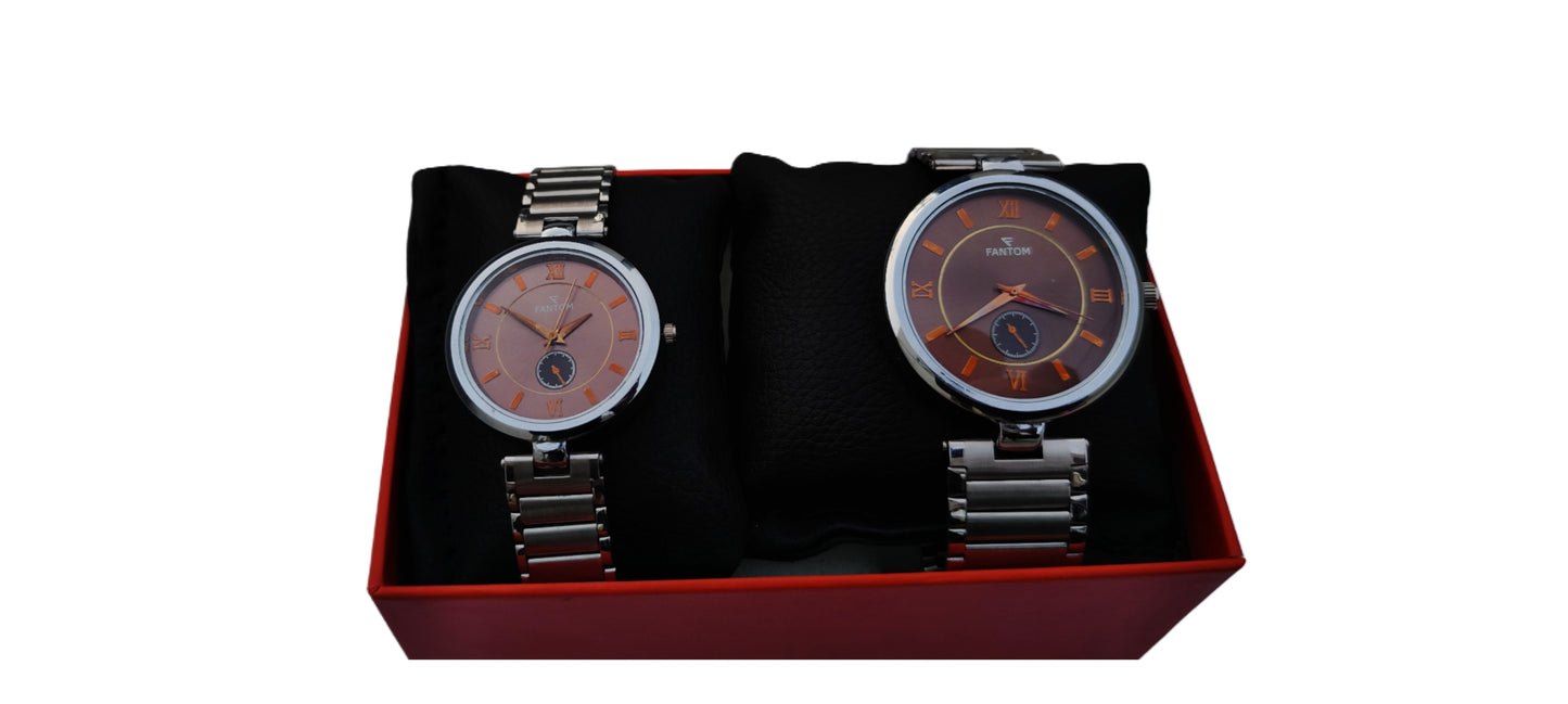 Fantom Premium Couple Watch|Silver Stainless Steel
