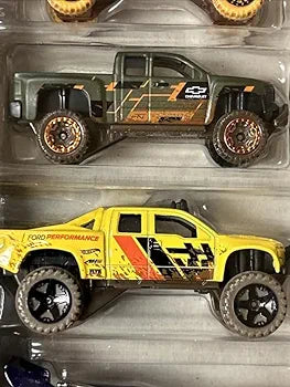 Hot Wheels Cars 2024 Mud Studs Pack of 5 (Baja Bone Shaker, Blade Raider, Chevy Silverado Off Road, Sandblaster, Terrain Storm) Multi-Color