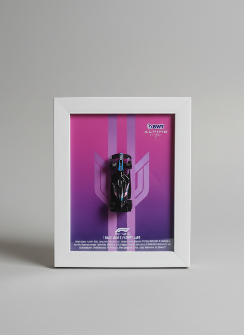 Hot Wheels BWT Alpine F1 Team Car Framed Display | A524 1:64 Scale Collectible