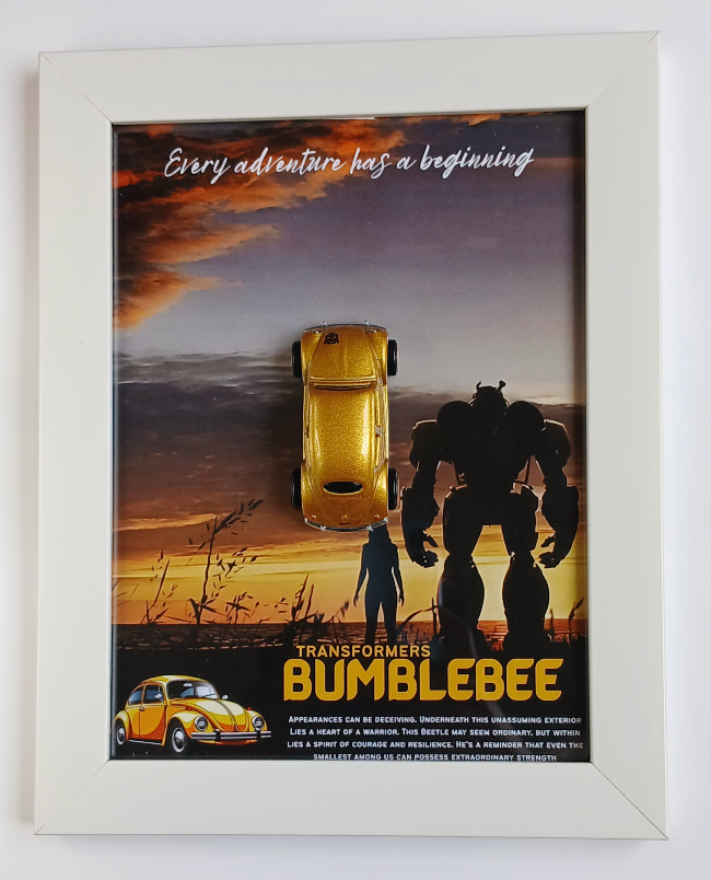 Die-Cast Car Display - 3D Wooden Frame Wall Art for Hotwheels Car Enthusiasts BUMBLEBEE