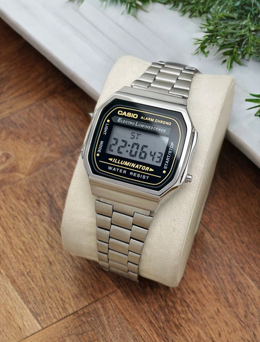 Casio Unisex Vintage A168WA-1WDF Digital Dial  Stainless Steel Band D131