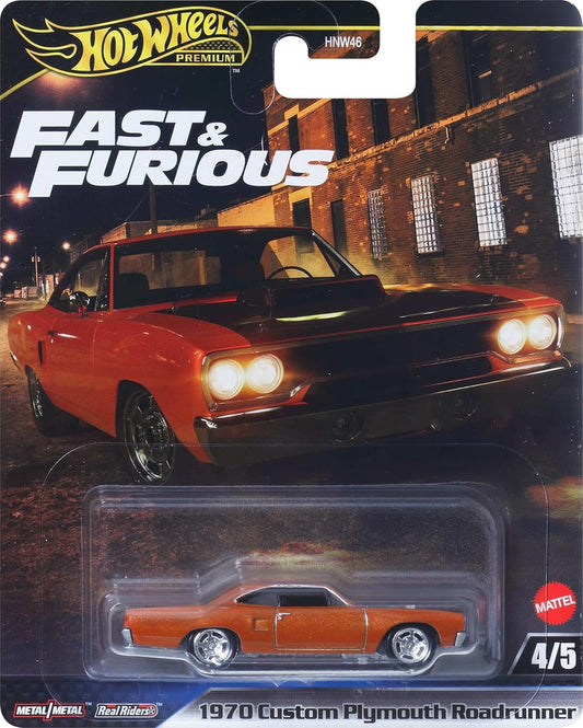 Hot Wheels® Cars, Premium Fast & Furious™ 70 Plymouth Roadrunner, 1:64 Scale Die-Cast Car for Collectors Inspired by Fast & Furious™ Movie Franchise