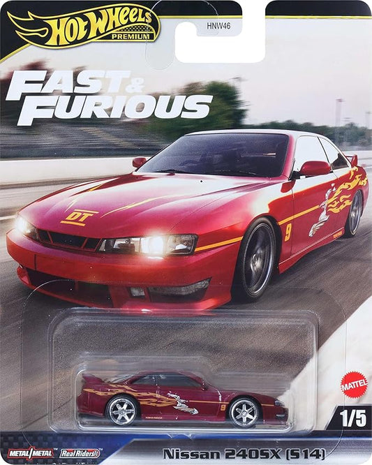 Hot Wheels® Cars, Premium Fast & Furious™ Nissan 240SX (S14), 1:64 Scale Die-Cast Car for Collectors Inspired by Fast & Furious™ Movie Franchise
