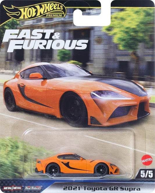 Hot Wheels Fast & Furious Premium Die-Cast Car, 1:64 Scale, Limited Release, Metal Body (2021 Toyota GR Supra)