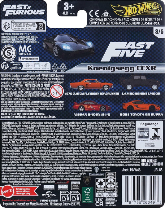 Hot Wheels® Cars, Premium Fast & Furious™ 2010 Koenigsegg CCXR, 1:64 Scale Die-Cast Car for Collectors Inspired by Fast & Furious™ Movie Franchise