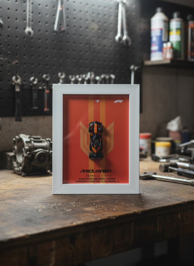 Premium Framed McLaren F1 Car Art for Hot Wheels Collectors