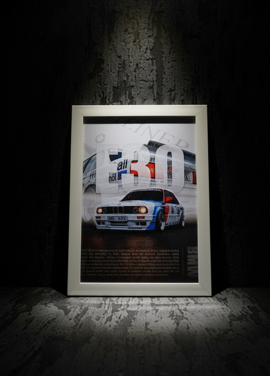 Classic BMW E30 M3 Framed Poster - The Ultimate Driving Machine