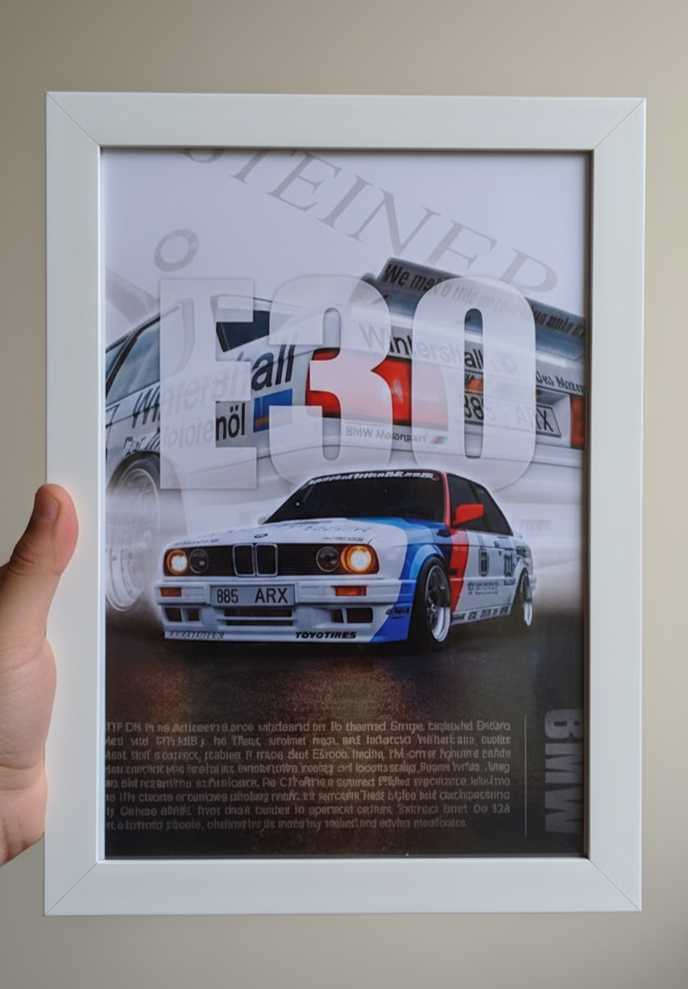 Classic BMW E30 M3 Framed Poster - The Ultimate Driving Machine