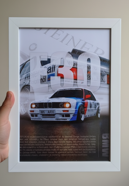 Classic BMW E30 M3 Framed Poster - The Ultimate Driving Machine