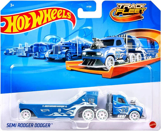 Hot Wheels Track Fleet, 1:64 Scale Die-Cast Toy Vehicle, Combined Cab & Trailer That Works on Tracks