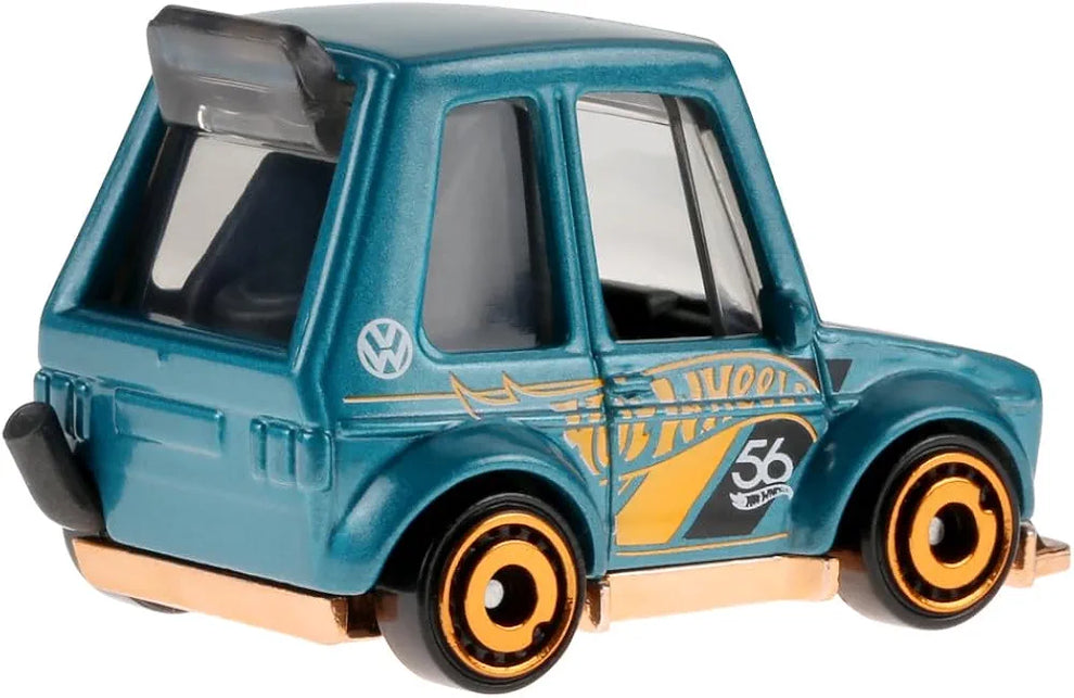 Hot Wheels 1:64 Scale Die-Cast Vehicle TOONED Volkswagen Golf MK1 with Turquoise- & Copper-Colored Deco to Celebrate HW 56th Anniversary