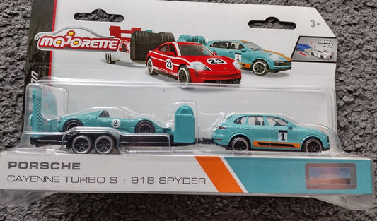 Majorette Porsche Race Trailer Set - Cayenne Turbo S & 918 Spyder