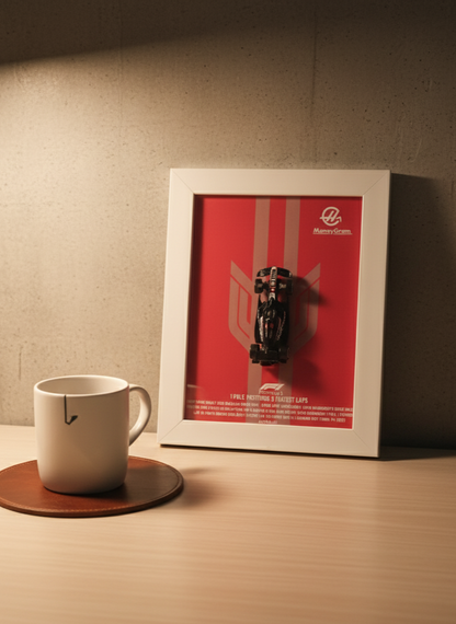 Framed Hot Wheels MoneyGram Haas F1 Car - Official Collector's Edition
