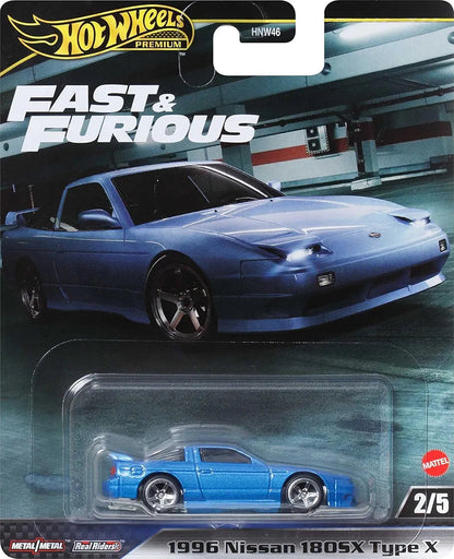 Hot Wheels Premium Fast & Furious 1996 Nissan 180SX Type X for 3 Years & Above (Blue)