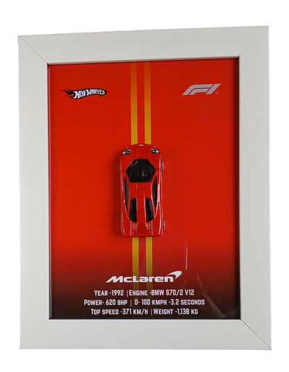 Die-Cast Car Display - 3D Wooden Frame Wall Art for Hotwheels Car Enthusiasts McLaren F1 HW