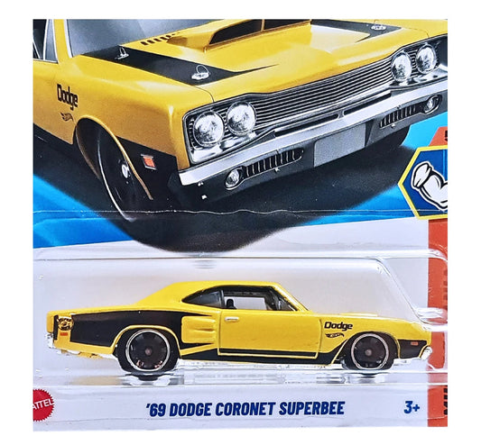 Hot Wheels 1:64 Scale | 69 DODGE CORONET SUPERBEE | Muscle Mania | yellow | 5/10 | 208/250