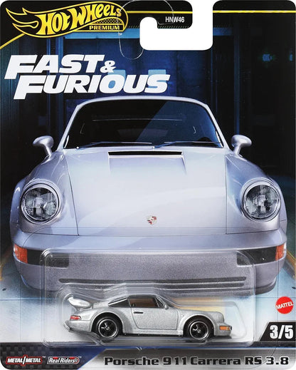 Hot Wheels Premium Fast & Furious Porsche 911 Carrera RS 3.8 for 3 Years & Above (Grey)