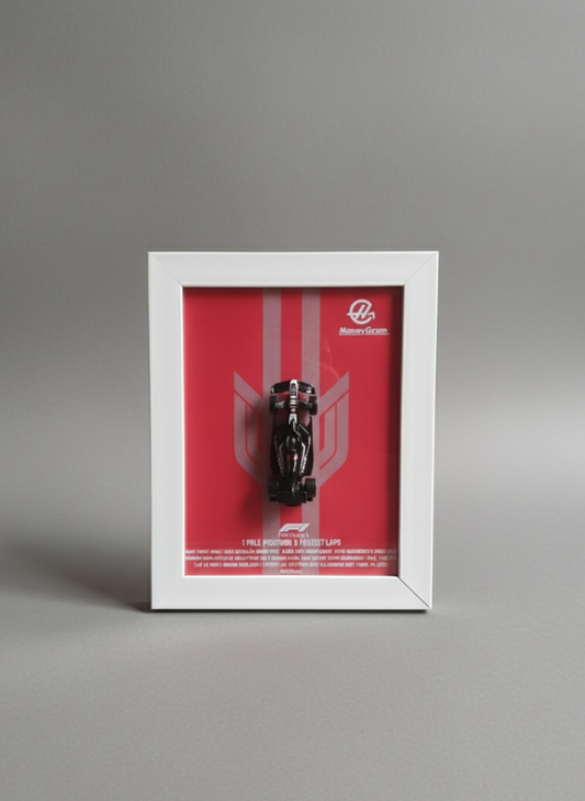 Framed Hot Wheels MoneyGram Haas F1 Car - Official Collector's Edition
