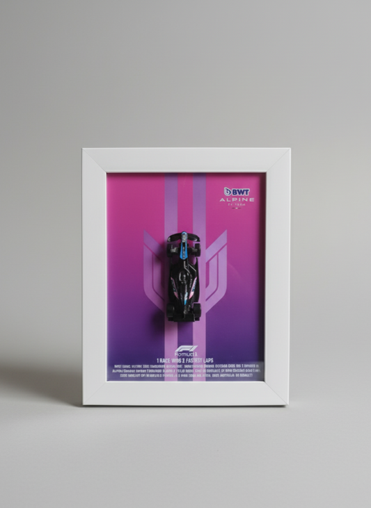 Hot Wheels BWT Alpine F1 Team Car Framed Display | A524 1:64 Scale Collectible