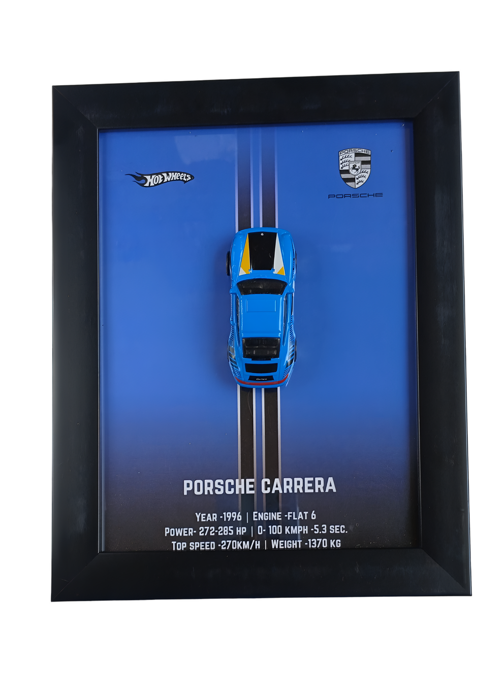 Display - 3D Wooden Frame Wall Art for Hotwheels Car Enthusiasts PORSCHE CARRERA (BLUR)