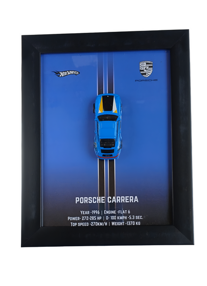 Display - 3D Wooden Frame Wall Art for Hotwheels Car Enthusiasts PORSCHE CARRERA (BLUR)