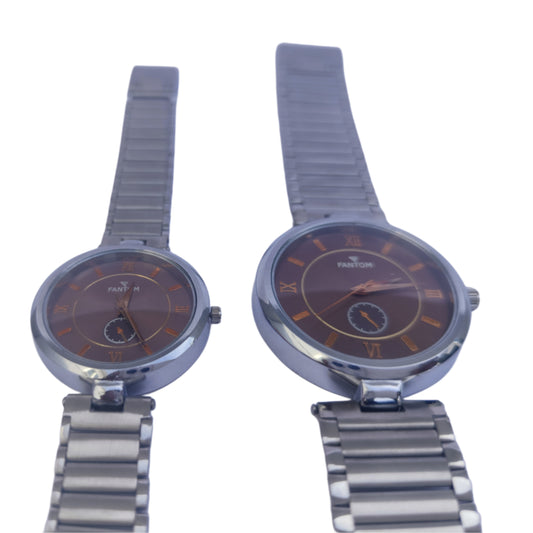 Fantom Premium Couple Watch|Silver Stainless Steel