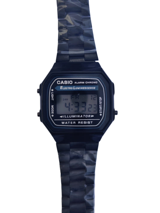 Casio Vintage A168WGG-1BDF Digital Black Dial Unisex Watch Black Metal Strap