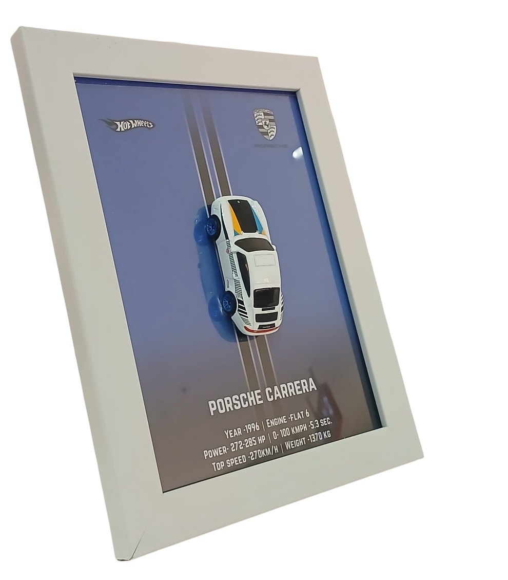 Die-Cast Car Display - 3D Wooden Frame Wall Art for Hotwheels Car Enthusiasts porsche carrera