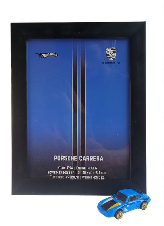Display - 3D Wooden Frame Wall Art for Hotwheels Car Enthusiasts PORSCHE CARRERA (BLUR)
