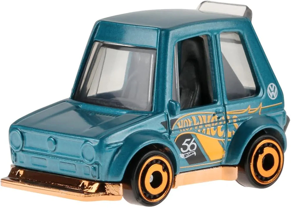 Hot Wheels 1:64 Scale Die-Cast Vehicle TOONED Volkswagen Golf MK1 with Turquoise- & Copper-Colored Deco to Celebrate HW 56th Anniversary