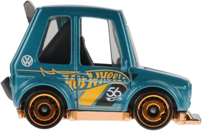 Hot Wheels 1:64 Scale Die-Cast Vehicle TOONED Volkswagen Golf MK1 with Turquoise- & Copper-Colored Deco to Celebrate HW 56th Anniversary