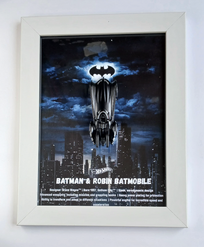 Die-Cast Car Display - 3D Wooden Frame Wall Art for Hotwheels Car Enthusiasts BATMAN & ROBIN BATMOBILE