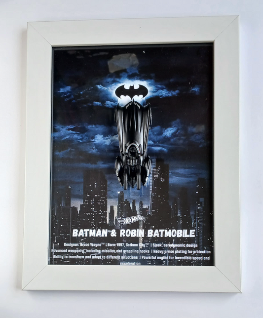 Die-Cast Car Display - 3D Wooden Frame Wall Art for Hotwheels Car Enthusiasts BATMAN & ROBIN BATMOBILE