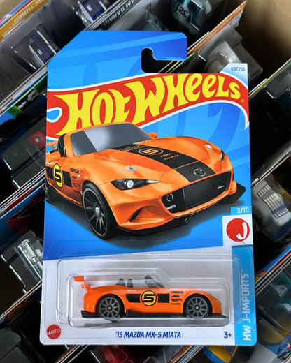 Hot Wheels 2015 Mazda MX-5 Miata Orange #69 | 2024 HW J-Imports Series Die-Cast Car 69/250