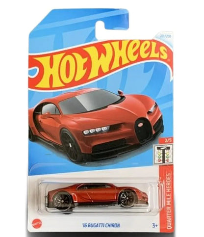 Hot Wheels 2024 16 Bugatti Chiron Quarter Mile Heroes Ages 3 and Up (Red)